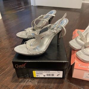 Carlos silver metallic heels size 8.5